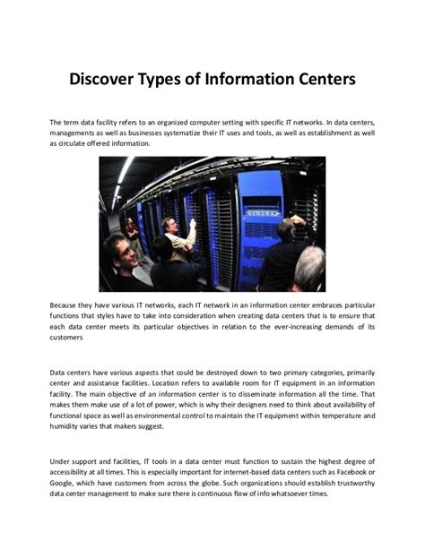 discover types  information centers