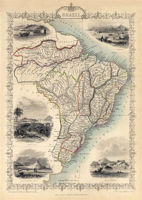 vintage map of brazil old map reproduction brazil map etsy