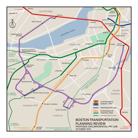 drew  map    mbta plan    monorail  connect  red green  orange lines
