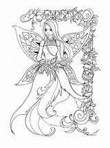 Feen Lineart Elfen Fantasy Fae Ausmalen Erwachsene Ausdrucken Elfo Mystical Bilder sketch template