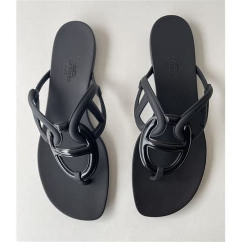 Beach Flip Flops Hermès Black Size 39 It In Rubber 21339888