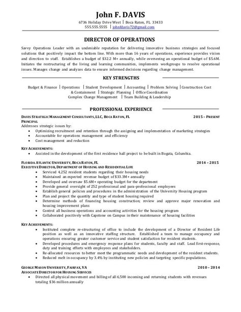 resume sample director  operations