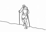 Hiking Drawing Line Backpack Hiker Vector Person Walking Drawn Hand Continuous Doing Hill Vecteezy sketch template