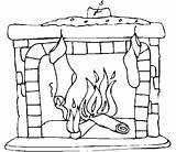 Coloring Christmas Fireplace Stockings Fire sketch template
