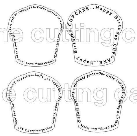 cutting cafe cupcake shaped card invite set template cutting file