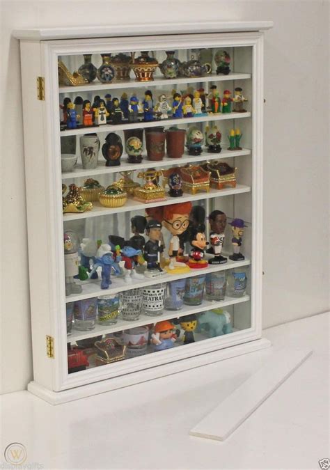 Miniature Collectible Display Case Rack Wall Curio Cabinet Glass Door