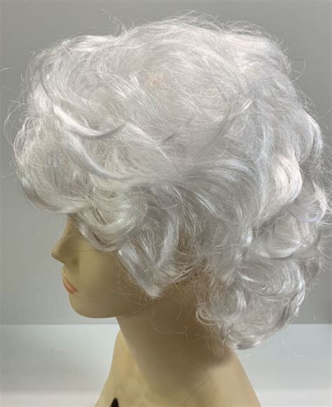 short silver white wigs for elderly women fashion short wavy hair mommy