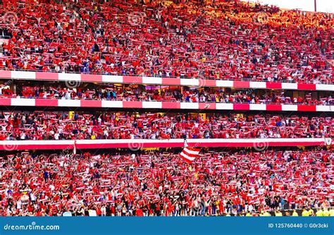 soccer fans red crowd benfica stadium football champions editorial image image  champions