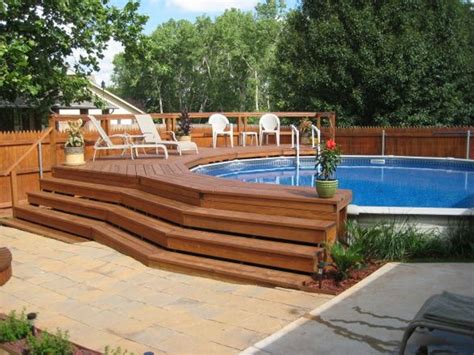 Swiming Pools Pool Deck With Wooden Tile Also Above Ground Liners And