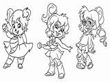 Chipettes Coloring Pages Chipmunks Alvin Kids Printable sketch template