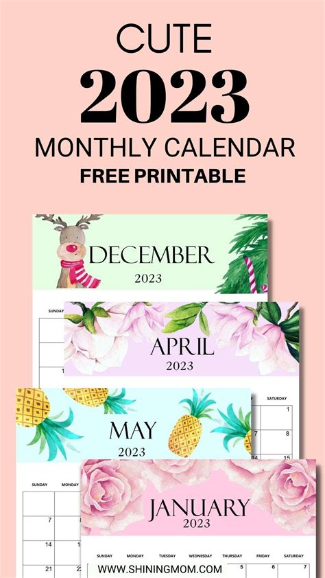 monthly calendar printable cute design   love