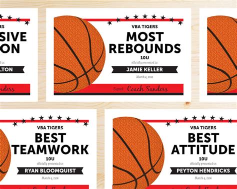 editable basketball award certificates instant  etsy