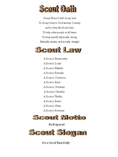 printable cub scout oath  law printable templates
