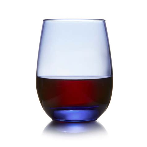 libbey classic blue  purpose stemless wine glasses set