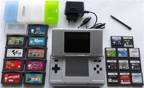 nintendo ds phat silver console  charger   games catawiki