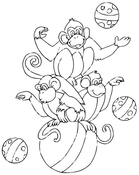 coloring circus monkeys circus kids coloring pages