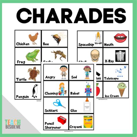 printable charades ideas  kids teach