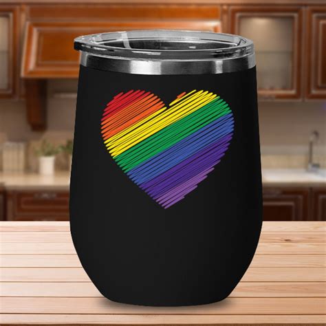 gay pride flag wine tumbler featuring a gay flag heart 20oz etsy
