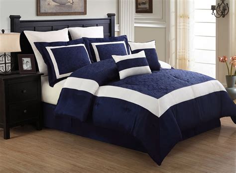 navy blue  white comforter  bedding sets