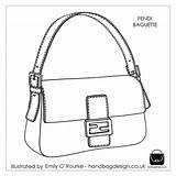 Handbag Fendi Baguette Borsa Taschen Tasche Handtasche Handtaschen Iconic Zeichnung Borse Croqui Salaovirtual Modische sketch template