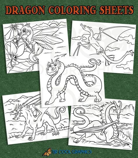 coloring pages  adults coloring pages  kids dragon etsy