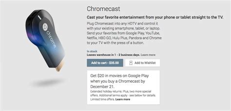 deal buy  chromecast  december     google play credit