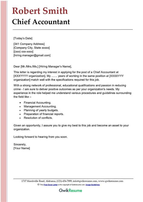 job application letter sample  accountant