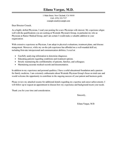 doctor cover letter examples livecareer