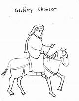 Literary Figures Coloring 1343 Chaucer Poet 1400 Geoffrey British Name sketch template