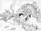 Godzilla Coloring Ghidorah Mothra Boyama Oyunu Dinosaur Mecha Kong sketch template