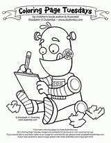 Coloring Pages Robot Robots Cute Color Writing Kissing Hand Colouring Lee General Fraggle Rock Tuesday Colorear Para Drawing Books Little sketch template