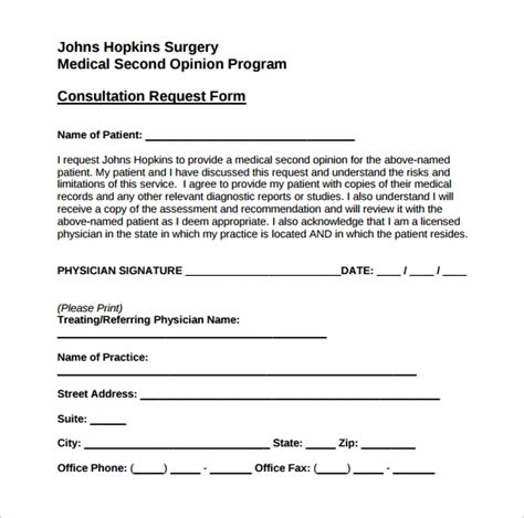 sample medical consultation forms   ms word
