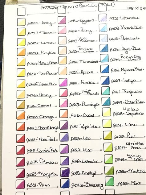 arteza expert colored pencil chart page    lbs paper