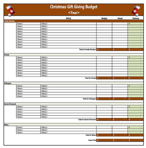 christmas budget planner templates excel