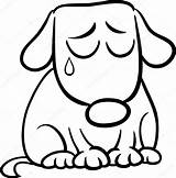 Sad Dog Coloring Cartoon Puppy Drawing Vector Illustration Stock Clip Clipart Sketch Cute Pages Emoji Drawings Stray Book Izakowski Illustrations sketch template