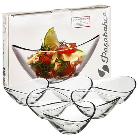 6 x pasabahce small clear glass curved dessert bowls ice