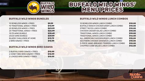 buffalo wild wings menu prices sauce list