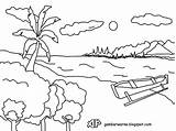 Pemandangan Pantai Mewarnai Sketsa Diwarnai Belajar Bagus Indah Kelas Baru Gambarbagus Warnai sketch template