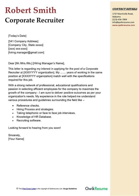recruiter cover letter  unknown