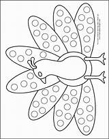 Dot Coloring Do Pages Marker Turkey Printables Peacock Dots Printable Painting Kindergarten Kids Templates Sheets Animal Template Pdf Para Clipart sketch template