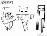 Roblox Minecraft Coloring Pages Characters Line Printable Kids sketch template
