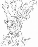 Kitsune Coloring Pages Lineart Color Getcolorings Getdrawings sketch template