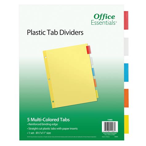 office essentials insertable dividers  tab multicolor  set