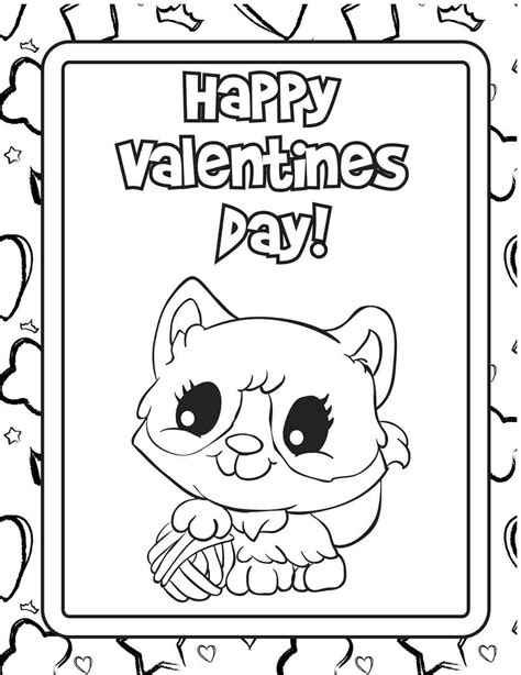 coloring page printable valentines day cards  color