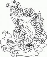 Coloring Pages Fish Water Koi Japanese Plants Drinking Underwater Lotus Coy Blooming Printable Land Getcolorings Cycle Comments Popular Color Jumping sketch template