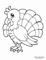 Turkey Coloring Thanksgiving Cute Pages Printable Fun Color Print sketch template