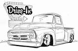 Ford Drawings Car Coloring Trucks Drawing Lowrider Truck Pages Cars 1956 Cool Custom Old Rod Nathan Miller Hot Pickup Outlines sketch template