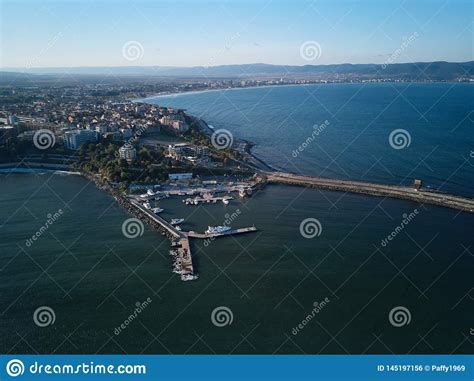 Top View Aerial Of Nessebar City On The Black Sea Coast Of