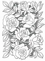 Coloring Pages Rose Adults Colouring Roses Printable Flowers Garden Flower Hard Sheets Books Adult Color Vines Book Patterns Floral Print sketch template