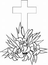 Coloring Pages Printable Cross Easter Kids Good Friday Flowers Color Lilies Print Drawing Christian Crosses Book Red Colouring Cute Children sketch template